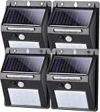 SALCAR Solarlampen für Außen mit Bewegungsmelder, Superhelle Solarleuchte Aussen, IP44 Wasserdichte Solar Aussenleuchte,Warmweiße Gartenwandlampe,balkon solarleuchten, 800 Lumen- 4 Stück