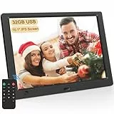 Digitaler Bilderrahmen Elektronischer Fotorahmen ohne WLAN, 10,1 Zoll IPS Bildschirm Photo Frame mit 32GB USB Stick & Bewegungssensor Kalendar/Zeitschaltuhr Foto/Video/Musik-Player Wandmontierbar