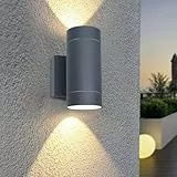 EBION 1 Stück AußEnwandleuchten GU10,Aussenlampe AußEnlampe Wand Wandleuchte Aussen IP54 Wasserdichte, Up And Down Leuchten Aussen,Anthrazit, Aluminium 35W(Ohne Leuchtmittel)
