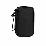 PAPOEEA Kabeltasche Elektronische Tasche Organizer Universal Kabelorganizer Tasche, Reisekabel Organizer Doppelschicht Reise Elektronik Zubehör Tasche für USB Ladekabel Powerbank Schwarz