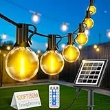FGRYB Solar Lichterkette Aussen 30M - LED Solarlichterkette Außen IP65 Wetterfest 38+2 G40 Glühbirnen mit Fernbedienung 8 Modi für Outdoor Garten Balkon Party Hochzeit