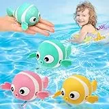 BelleStyle Baby Badespielzeug, Badewannenspielzeug für Kinder Ab 1 2 3 4 Jahr, Wasserspielzeug Clownfisch Uhrwerk Schwimmbad Aufzieh Badewanne Bad Spielzeug Geschenk für Kleinkinder Mädchen Junge