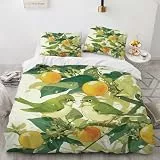 SK-YBB Vogel Bettwäsche 135x200 Bettwäsche-Sets 3D Druck Mandarine Kinder Bettbezug 135x200 mit 2 Kissenbezüge 80 * 80 Reißverschluss