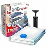 Spacesaver Hochwertige Vakuumbeutel für Kleidung, 80% mehr Stauraum Vakuum Aufbewahrungsbeutel mit Reise Pumpe Doppelreißverschluss und Dreifachdichtung, maximale Platzersparnis Jumbo-Größe 2 Pack