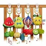 TUMAMA Baby Kinderwagen Spielzeug ab 0 2 3 4 6 9 12 Monate, Früchte Spielbogen Anhänger Greifspielzeug Babyspielzeug, Greifling Rassel Hängespielzeug Geschenk Babies Neugeborenen Jungen Mädchen (4pcs)