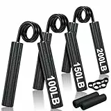 Hand Trainer, ECCOGREAT Handmuskeltrainer Grip Trainer Edelstahl als Werkstoff für mehr Griffkraft und stärken Unterarm (3pcs-Schwarz)