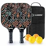 Sukeen Pickleball Schläger Set, 2PCS Fiberglas Oberfläche Premium Pickleball Racket, Pickleball Paddle Set mit Handtasche für Anfänger und Profis