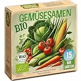 Gemüse Samen Set - 15 Sorten BIO Samen - Gemüsesamen - Saatgut Gemüse - Hochbeet Zubehör - Sämereien Saatgut Set Gurke Karotte Salat & mehr (inkl. E-Book)