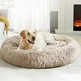 WESTERN HOME WH Calming Dog Beds Hundebett, flauschiges Donut-Haustierbett, rundes Kunstfell-Plüschbett