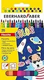 Eberhard Faber 551120 - Colori Filzstifte in 20 intensiven Farben, Minenstärke 1 mm, auswaschbar, im Kartonetui, zum Zeichnen, Malen, Kolorieren, Basteln und Schreiben