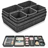 Eurhomewit 9 Stück Schubladen Organizer Filz, Schubladeneinsatz Büro Schubladen Ordnungssystem, Schminktisch Organizer für Schublade, Büro & Home Schrank Aufbewahrungsbox Organiser, Dunkelgrau