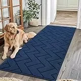 Biscpro Teppich Läufer,60x180cm Waschbarer rutschfest Schmutzfangmatte Teppich Läufer für Eingangsbereich Wohnzimmer,Flur,Büro,Schlafzimmer,Küchen-Blau