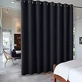 PONY DANCE Raumtrenner Vorhang für Wohnung / Büro / Klinik Trennwand Raumteiler Thermovorhänge Hitzeschutz & Energiesparen Schiebevorhang Schwarz Blickdicht, 1 Stück H 243 x B 457 cm