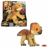 Mattel Jurassic World: Die Wiedergeburt Primal Protector Aquilops Dolores, interaktives Dinosaurier-Spielzeug mit Angriffsbewegungen und Brüllgeräuschen, elektronische Figur mit Nahrungszubehör, JGC01