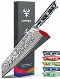 SANMUZUO Kiritsuke Damastmesser, 22cm Kochmesser, Xuan Serie, VG10 Damaskus Stahl Küchenmesser, Harzgriff(Sternenschwarz)