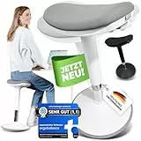 ergobalance Sitzhocker mit Innovativer Sitzfläche | Ergonomischer Hocker [3 in 1] Bürohocker Sattelhocker Stehhocker | Höhenverstellbar rutschfest | Jetzt Farbe wählen (weiß)