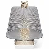 Conlun Katzenstreu Matte Katzenklo Matte 58x42 cm, Wabenförmiges Doppellagiges Design, Urin- und Wasserdichtes Material, Katzenklo Unterleger Grau