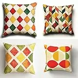 Kissenbezug 4er Set, Modernes Muster 30x30cm Kissenbezüge Leinen Sofakissen mit Reissverschluss, Quadratisch Kissenhülle Wohnzimmer, Zierkissenbezüge für Sofa Zuhause Outdoor Garten Dekoration 5772
