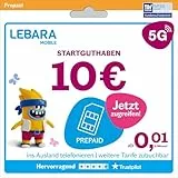 Lebara Prepaid SIM-Karte mit 10€ Startguthaben ohne Vertrag | ab 1 Cent pro Min. ins Ausland telefonieren | Jetzt mit 5G surfen
