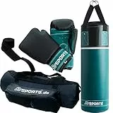ScSPORTS® Boxsack - Set, 5.5/12kg, Gefüllt, mit Boxhandschuhen, Bandagen, Nylongurt, Tasche, PVC - Sandsack, Boxset, Boxsack-Set für Zuhause, Erwachsene, Boxing, Kickboxen, Boxen, MMA (5.5 kg)