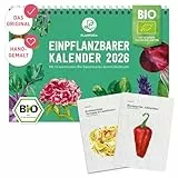 Plantura Einpflanzbarer Kalender 2026, A5-Format, Bio-Saatgut-Kalender mit 12 Samenkarten zum Einpflanzen