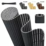Sekey PVC Sichtschutzmatte 80x500cm Doppelte Verstärkung Innen, Balkon Sichtschutz mit Kabelbindern, Sichtschutzzaun Windschutz Wasserdicht ohne Bohren für Balkon Garten, Anthrazit