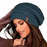 FURTALK Damen Beanie Mütze Warme Wintermütze mit Weichem Innenfutter Gefütterte Strickmütze,Sailor Blue,Einheitsgröße