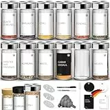 Miorkly 12 Gewürzgläser mit Streueinsatz-Hochwertiger Edelstahldeckel Gewürzdosen-Runder Gewürzstreuer-Transparenter Gewürzbehälter-Gewürze Set hat Gewürzgläser Rund, Ausgangssiebe et