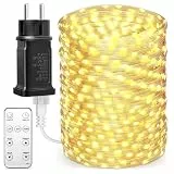 BESCOST Lichterkette Außen mit Stecker, 50M 500 LED Lichterkette Innen mit Fernbedienung, 8 modi Dimmbar Wasserdicht Fairy Lights mit Timer für Outdoor Garten Balkon Hochzeit Party, Warmweiß