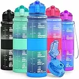 Lunidry Trinkflasche - Tritan BPA Frei Wasserflasche Kinder, 1L/500ml Kohlensäure Geeignet Auslaufsicher Sport Trinkflasche mit Zeitmarkierungen & Fruchteinsatz Für Schule, Fahrrad, Gym, Outdoor