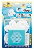 Hama Perlen 7711 Kleine Stiftplatten 5er Set für Midi-Perlen mit Durchmesser 5 mm, Motive Viereck, Kreis, Herz, Stern und Sechseck, weiß inkl. Haftfolie, kreativer Bastelspaß für Groß und Klein