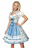 Dirndline Damen Romatisches Bl?mchen-Dirndl Kleid f?r besondere Anl?sse, wei?/blau, XS