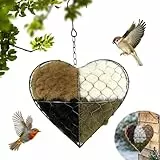 Nachfüllbares Vogelhaus Nistkasten, Handgefertigtes Vogelnest in Herzform aus Alpakafaser, Handgefertigtes Herz-Vogelnest aus Naturfasern, Vogelnester Materialhalter, für Balkon, Garten, Terrasse