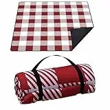 Lisveory 200x200 cm Picknickdecke Wasserdicht, Tragbare Waschbar, Stranddecke Sandfrei für Strand, BBQ, Picknickdecke, Wandern, Reisen Campingdecke,79’’x79’ ’ROT