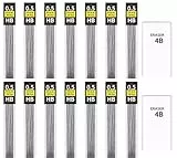 KMEIVOL Bleistiftminen 0,5 mm, 450 Stück 0.5 mm HB bruchfeste Minen für Druckbleistifte and 2 Radierer,Geschmeidig und klar schreiben