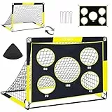 TTCB Sports 2-in-1 Fußballtor für Kinder – 120x90x90cm Fussballtore Outdoor mit 5 Zielbereichen, Pop Up Fußball Tor Netz & Tragetasche, Ideal als FußballTraining Ausrüstung oder Geschenke für Jungen