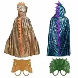 Dinosaurier Umhang Mit Maske - Kostüm für Kinder, Cape für Fasching, Drachen Verkleidung für Jungen - Geeignet für Höhe 100-150cm