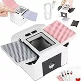 Wiederaufladbar Automatischer Kartenmischer für 2 Decks, Geräuscharm Elektrischer Kartenmischer mit Auto & Manuell, Tragbar Kartenmischmaschine für UNO Romme Phase 10 Skip-bo etc Karte (Weiß)