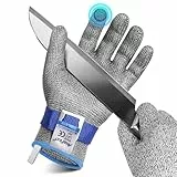AmzFirst Schnittschutzhandschuhe küche, Leistungsfähiger Level 9 Schutz, Touchscreen Edelstahl Draht Metall Mesh Arbeitshandschuhe, Kettenhandschuh, Austernhandschuh, 1 Stück, größe 8/M