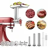 Fleischwolf Aufsatz für Kitchenaid Standmixer Inklusive 3 Wurstfüllhörner 2 Schleifklingen 4 Mahlscheibe und Reinigungsbürste Fleischwolf für KitchenAid Zubehör von GVODE