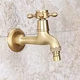 MEVZHH Wasserhahne, Wasserhahne, Badezimmer Mop Pool Faucet In-Wall Single Kalte Kleine Hahn Reines Kupfer Öffnen Schnell Spule 4 Oclock Düse Washingsplash Proof Wasser-Hahn 4Te Gebürstetes Messing/B/