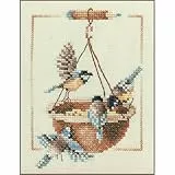 Lanarte Kreuzstich Stickpackungen Gezählter Kreuzstichbilder Set FUTTERNAPF MIT VÖGELN Wanddekoration Handarbeit Set für Erwachsene 12,5 x 15,5 cm DIY Deko Bastelset Handwerker Kreative Geschenkset