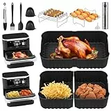 Airfryer Zubehör für Ninja Foodi Flexdrawer AF500EU, BPA Frei 16Stück Ninja Heißluftfritteuse Zubehör Set mit 1×10.4L und 2x5.2L Air Fryer Liner Mould und Grill