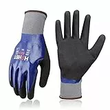 HPHST wasserdichte Arbeitshandschuhe 3 Paare Nitrilbeschichtung Handschuhe wasserdichte und Öldichte Gartenhandschuhe Bauhandschuhe für Herren und Damen Größe: 8 / M