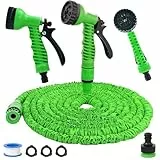 Flexibler Gartenschlauch Wasserschlauch, 15M Gartenschlauch Flexibel, Wasserschlauch flexibel, Grün Dehnbar Flexibler Gartenschlauc mit 7 Funktionen Garten Handbraus, für Garten Haustier Autowäsche