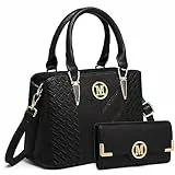 Miss Lulu Handtasche Damen Mittelgroß Henkeltasche Elegante Schultertasche Tasche für Damen mit Lychee Muster damenhandtasche aus PU Leder mit Abnehmbarer Schultergurt