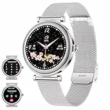 UHOOFIT Smartwatch Damen mit Telefonfunktion 1,27'' HD-Display Fitness-Smartwatch für Frauen 100 Mehrere Trainingsmodi, Gesundheitsüberwachung, Sprachassistenten für Android IOS(silbrig) (Silber)