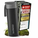 Bachgold® Profi Outdoor Wasserfilter Flasche I Entfernt 99,99% aller Bakterien und filtert Mikroplastik, Partikel und Chlor I Blackout & Krisensicher (Schwarz, 500ml)