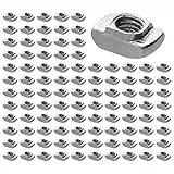GETLITOOL Nutensteine, 100PCS T-Slot Nutmuttern T Nut Muttern Hammermutter Nut 6 M5 Steg 1,3 mm, Stahl verzinkt, Hammerkopf Befestigungsmutter für Aluminiumprofil-Extrusionsschlitz Standard-20-Serie