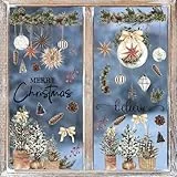 Horaldaily 4 PCS Weihnachten Fenster Aufkleber, Weihnachtsbäume Richtig für Home Party Zubehör Ladenfenster Glas Display Dekoration